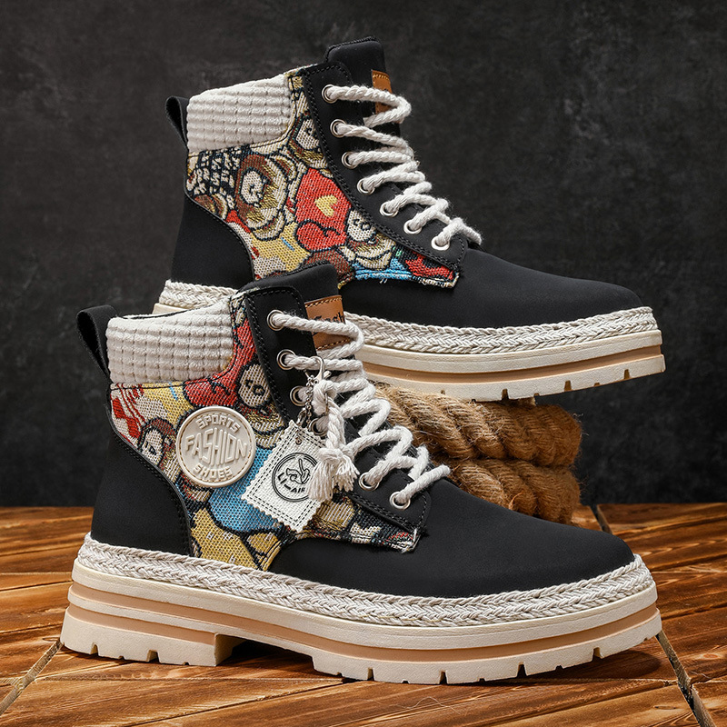 Men's High-Top Boots, PU Upper Material, Slip-Resistant