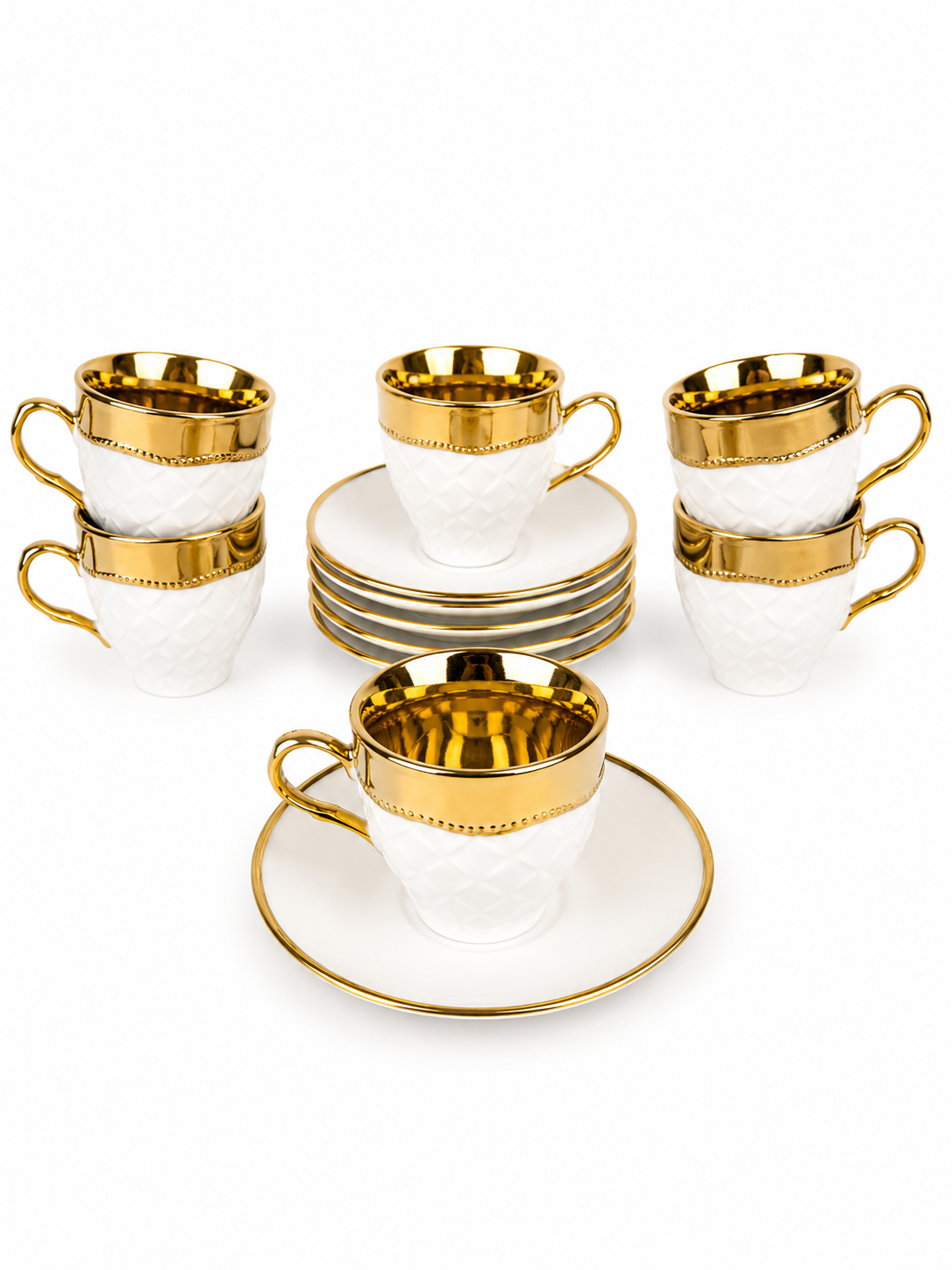 Juego De Pocillos Con Plato Fondo Dorado X 6 De 4.2 Pulgadas 100Ml — imagen 2