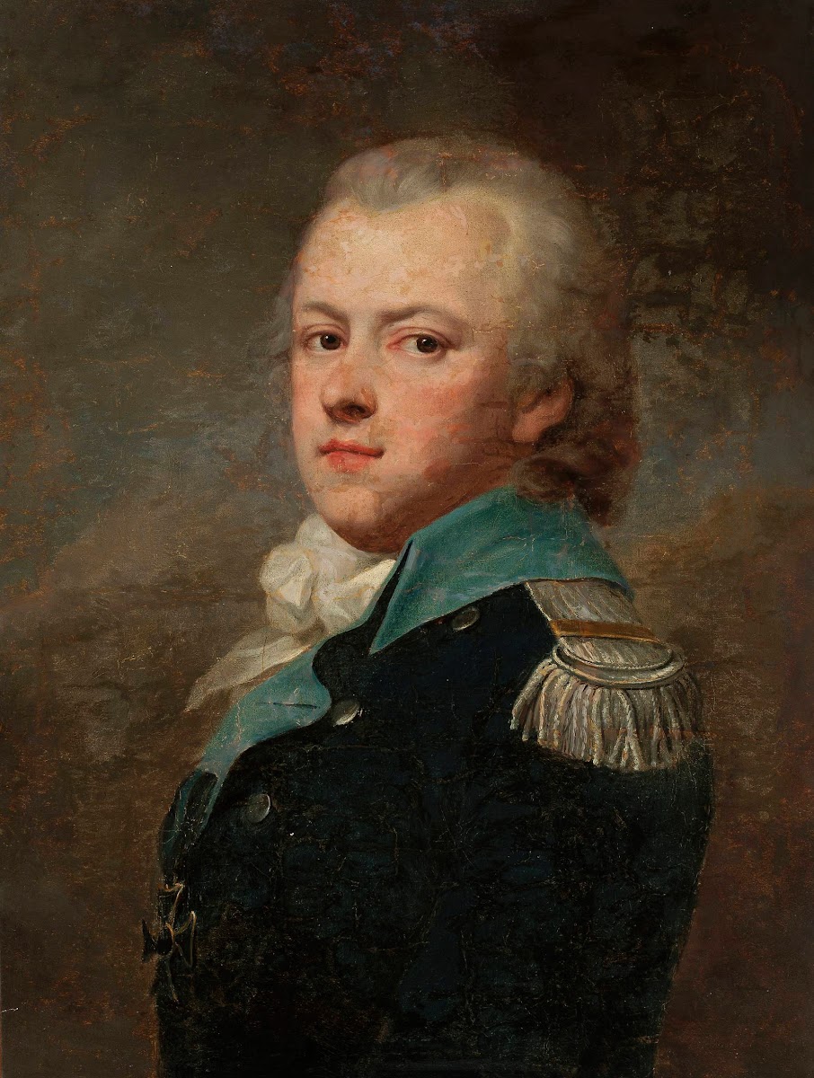 Portrait of Jan Krasicki Rogala coat of arms ca 17641831 in a dark blue uniform