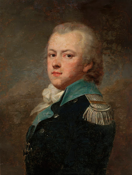 Portrait of Jan Krasicki Rogala coat of arms ca 17641831 in a dark blue uniform