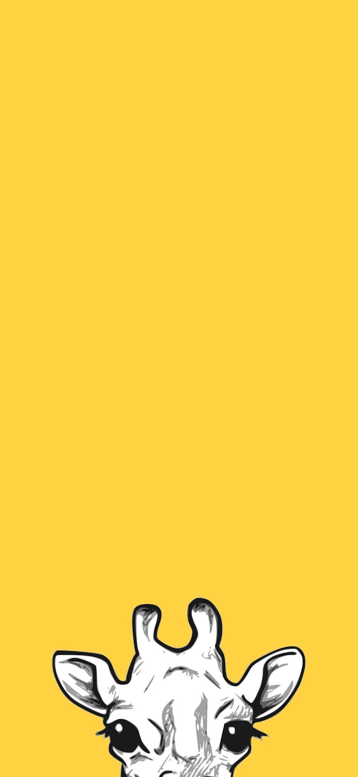 Simple Giraffe On Yellow Background - Minimalist Line Art Full HD iPhone Wallpaper (1080x2340)