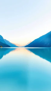 Tranquil Mountain Lake Reflection Minimalist Landscape