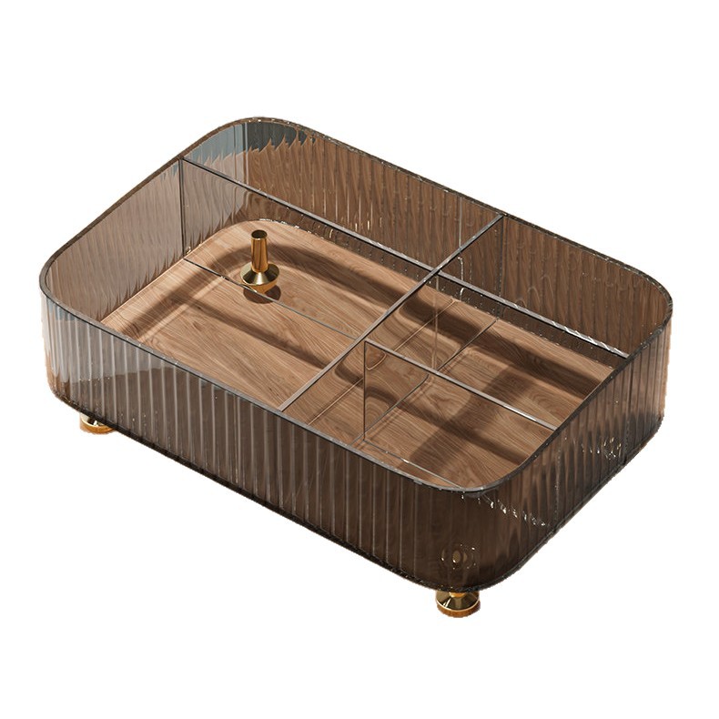 Desk storage with compartments, transparent