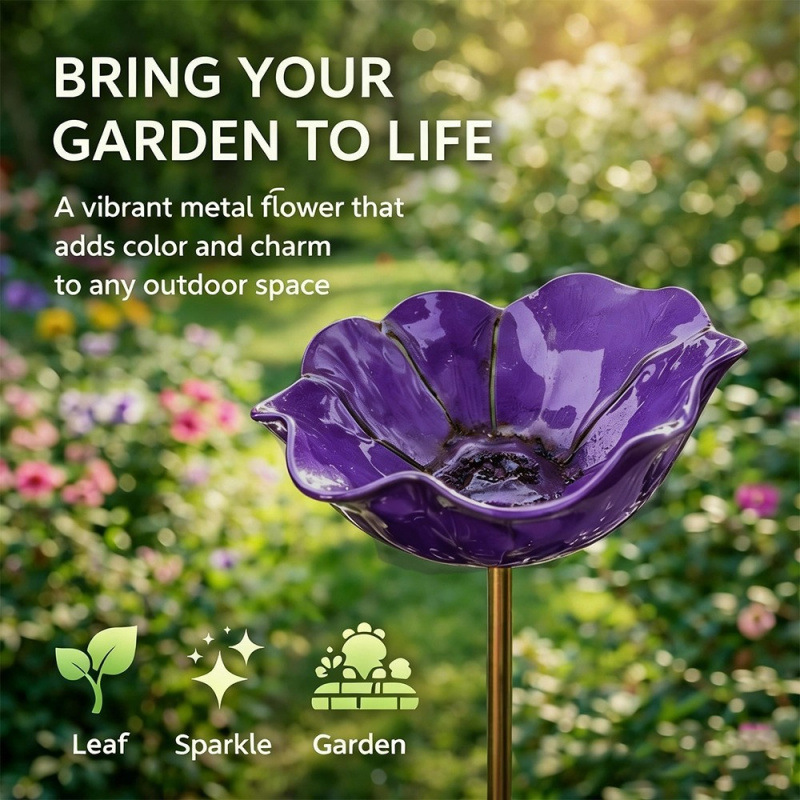 Flower-shaped metal feeder for birds