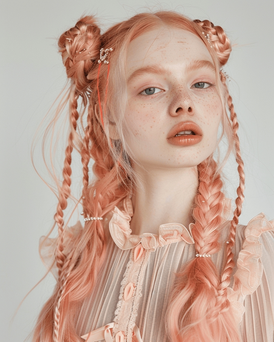 Modelo de pasarela de Vogue con cabello largo