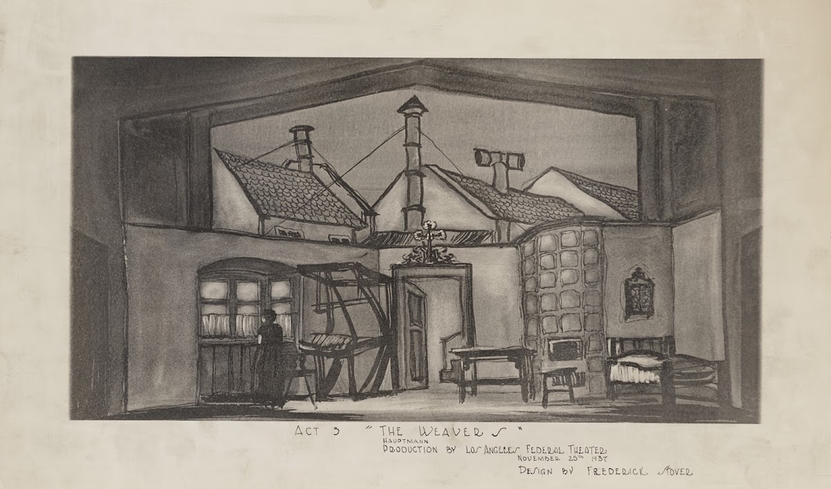 The Weavers Act 5 Weaving Shop and Domestic Interior against City Rooftops BW 19