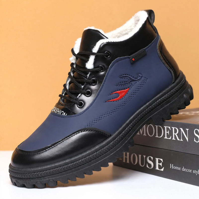 Insulated men's winter boots with non-slip soles