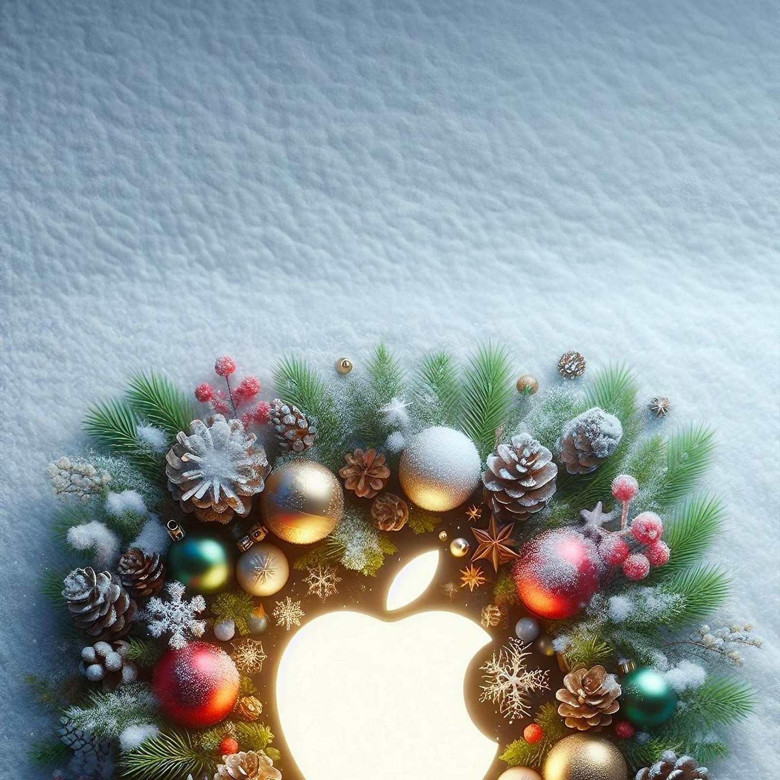 Download Apple Holiday Wreath In Snow Full HD iPhone