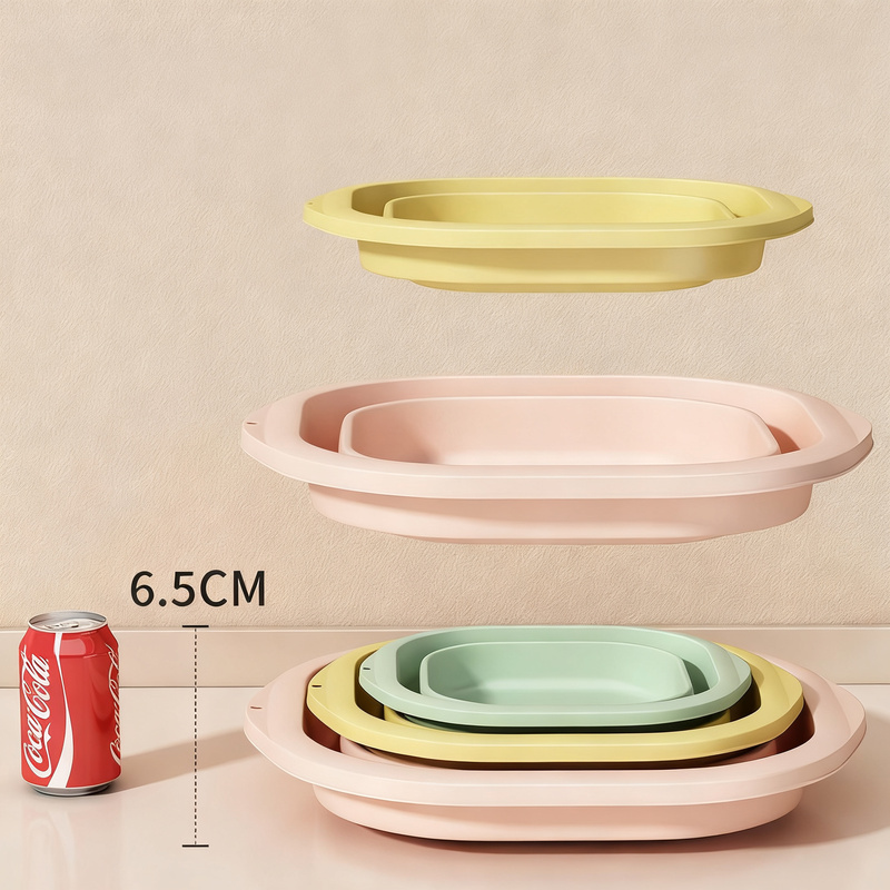 Foldable plastic wash basin, portable