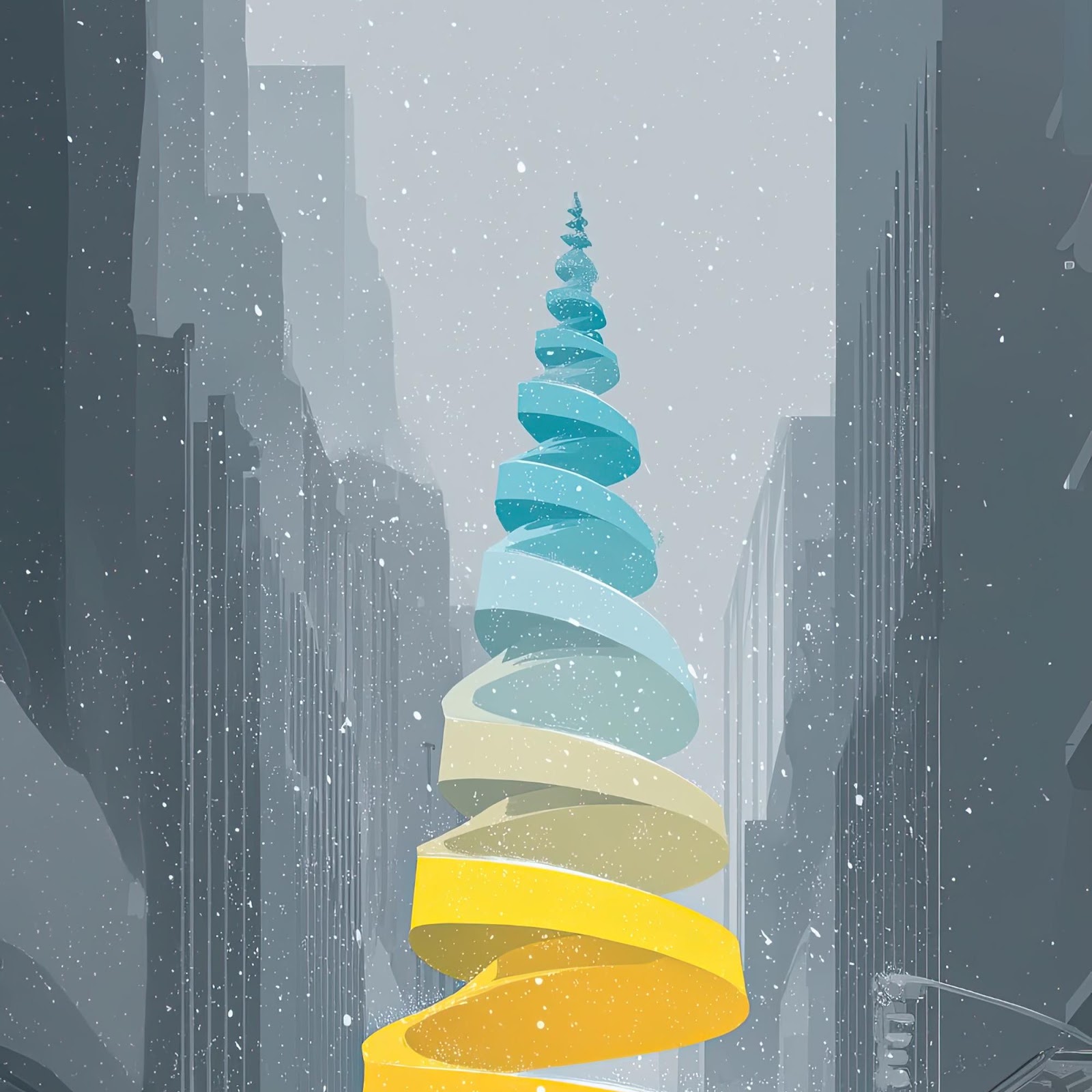 Download Modern Spiral Christmas Tree in City 2K iPhone
