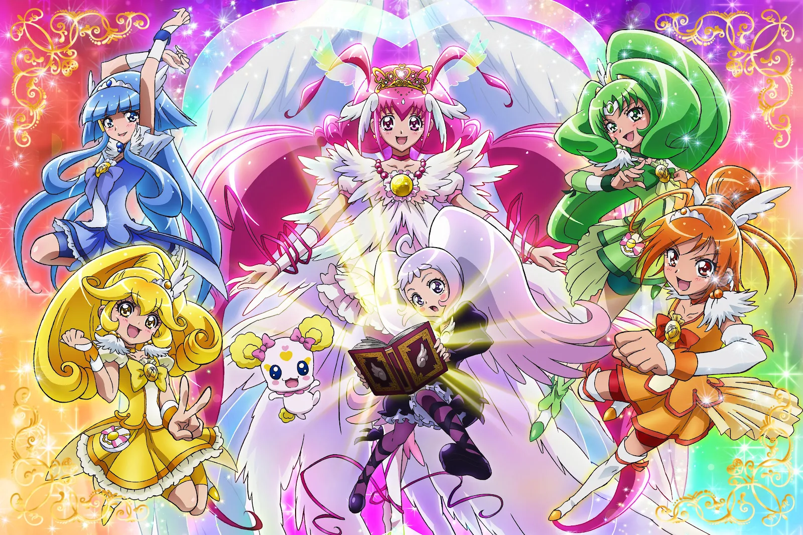 Smile PreCure Magical Girls - Anime Illustration 4K Wallpaper (4134x2756)