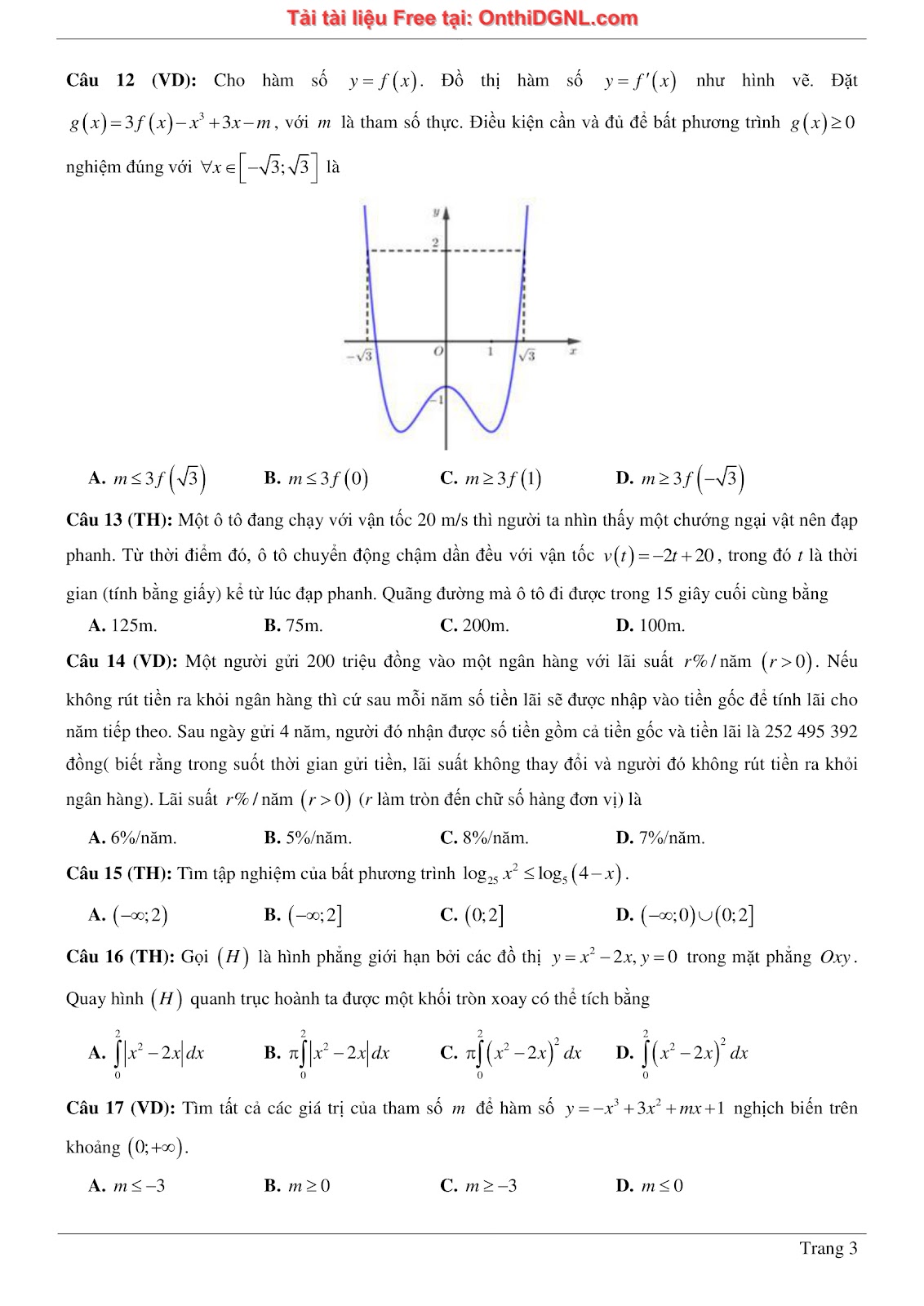 1300 bài tập môn Toán - Ôn thi ĐGNL ĐHQG Hà Nội Phần 6
