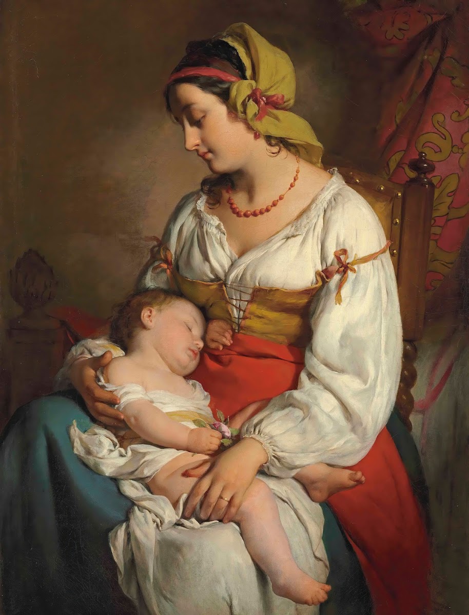 Italienische Mutter mit Kind 1850