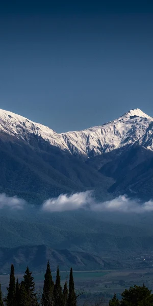 Mountain Landscape, Snowy Peaks, Nature, Scenery 4K Wallpaper Background