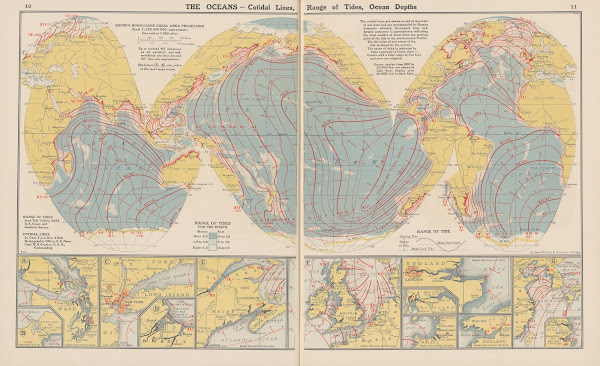 The Oceans Cotidal Lines Range of Tides Ocean Depths 1943