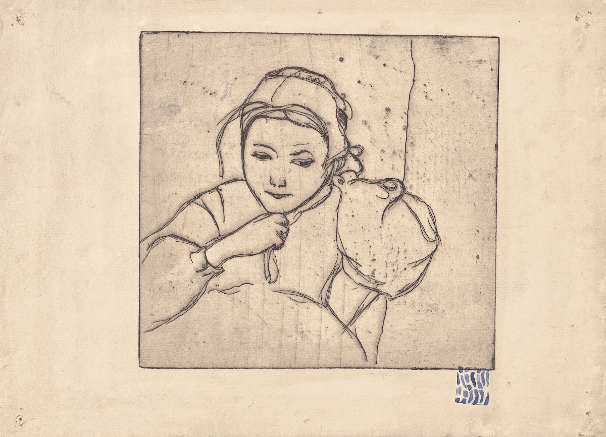 Buste de fillette bretonne Young Breton Woman adjusting her hat 1893 1894