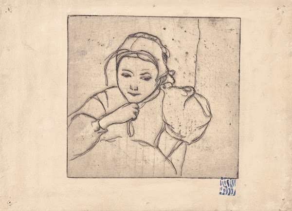 Buste de fillette bretonne Young Breton Woman adjusting her hat 1893 1894