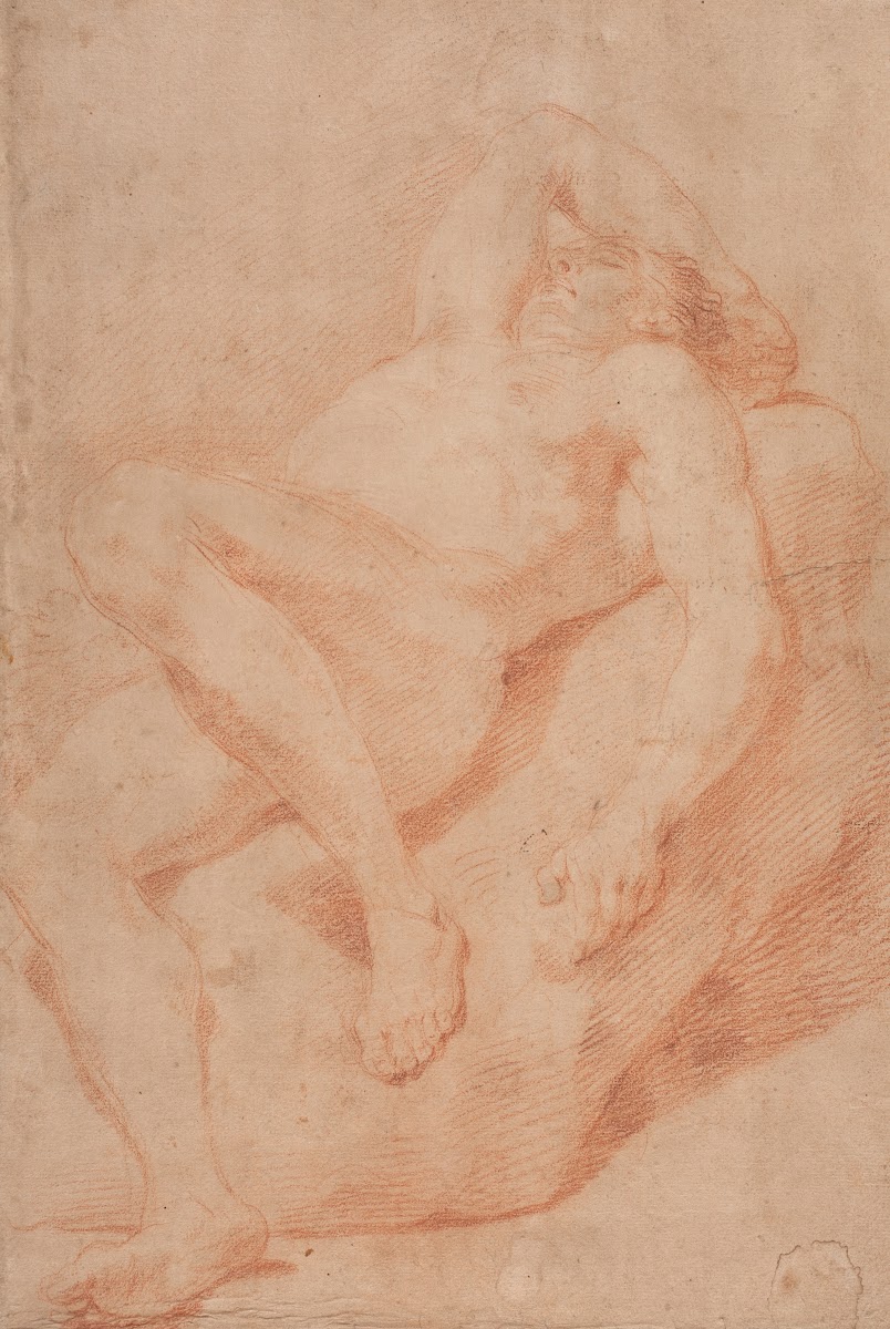 Mandlig modelstudie halvtliggende 1671  1738