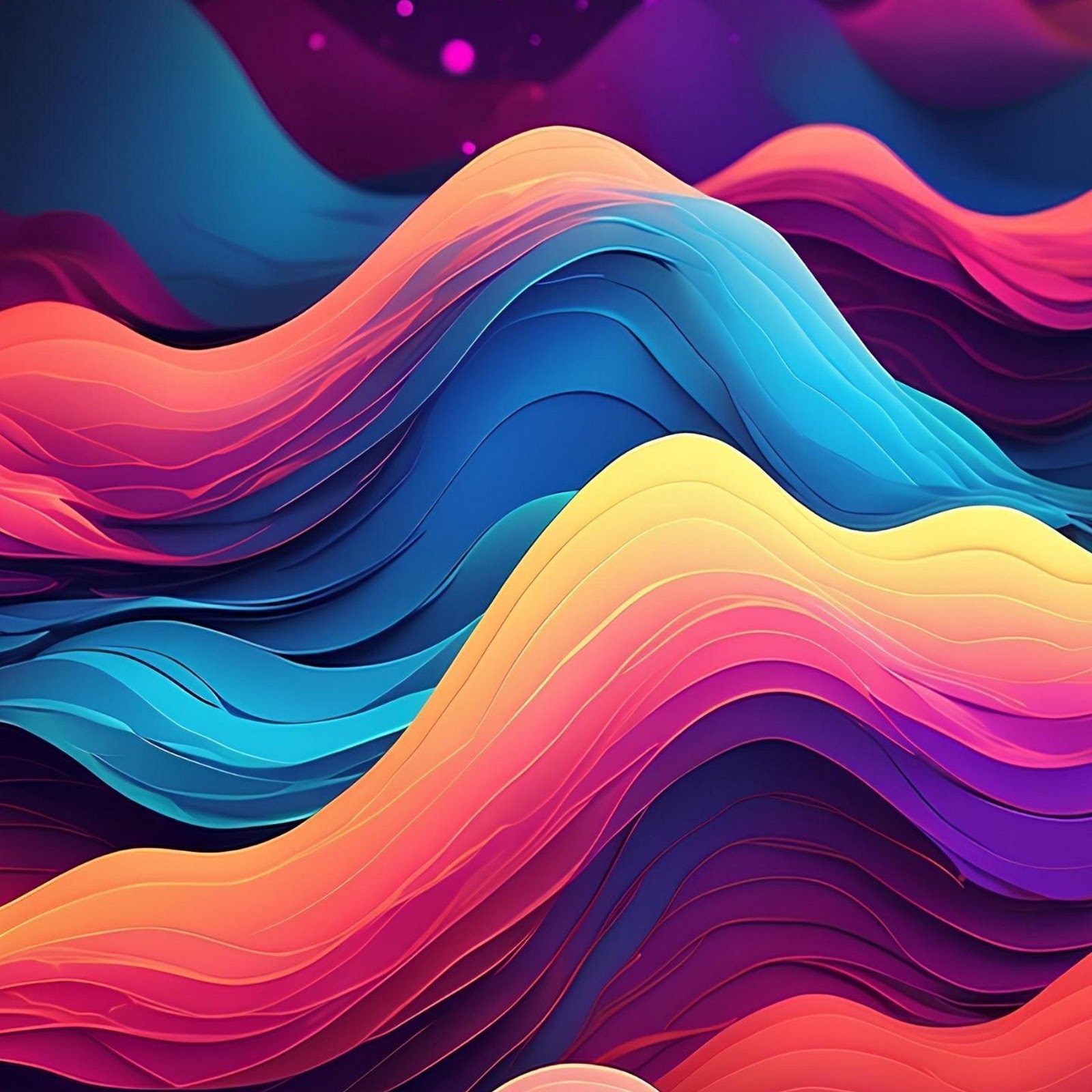 Download Colorful Abstract Wavy Landscape 2K iPhone