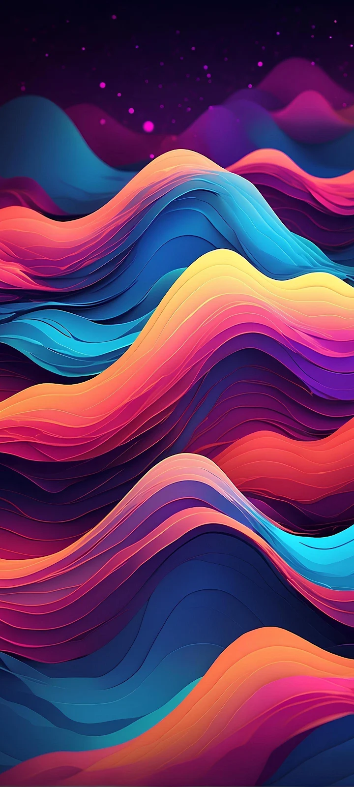 Colorful Abstract Wavy Landscape - Digital Art 2K iPhone Wallpaper (1440x3200)