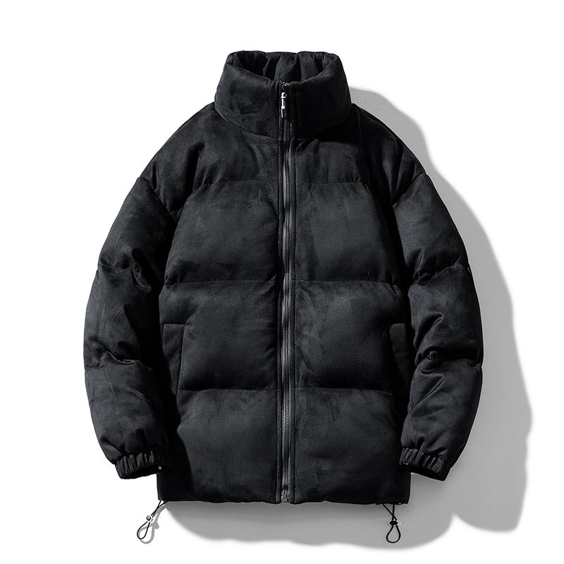 Men's suede-look puffer jacket, loose fit