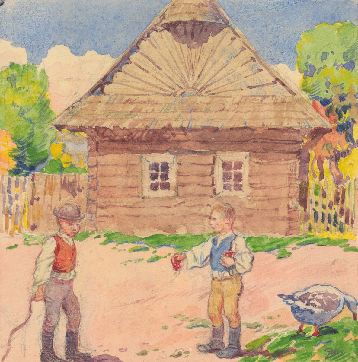 13  Two Men in front of a Log House 1932