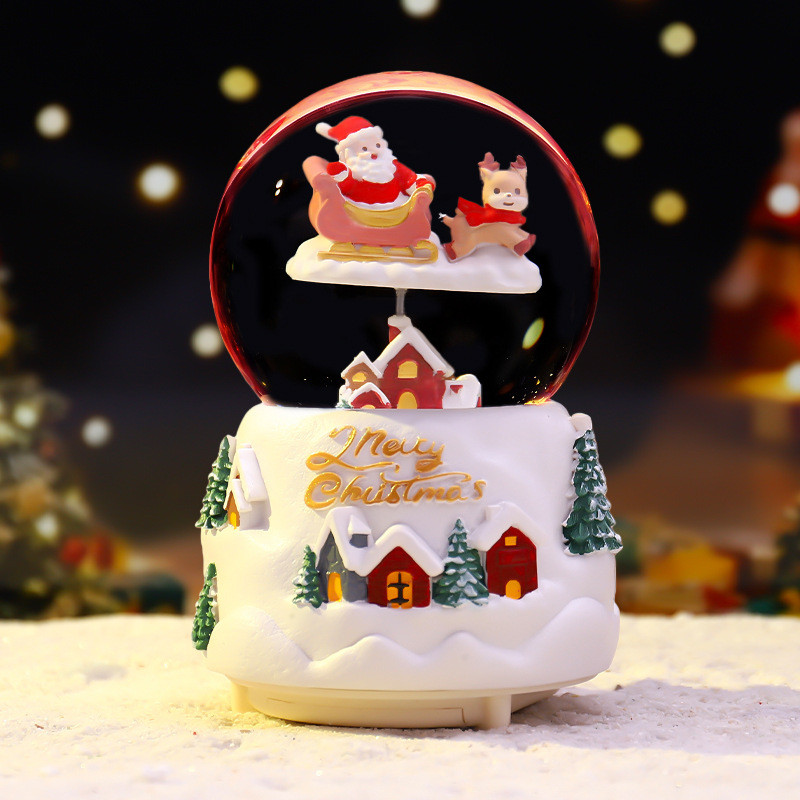 Weihnachtliche Schneekugel mit Musik und Licht