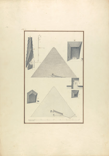 View Cross Section and Other Details of Cheops Pyramid at Giza ca 1750