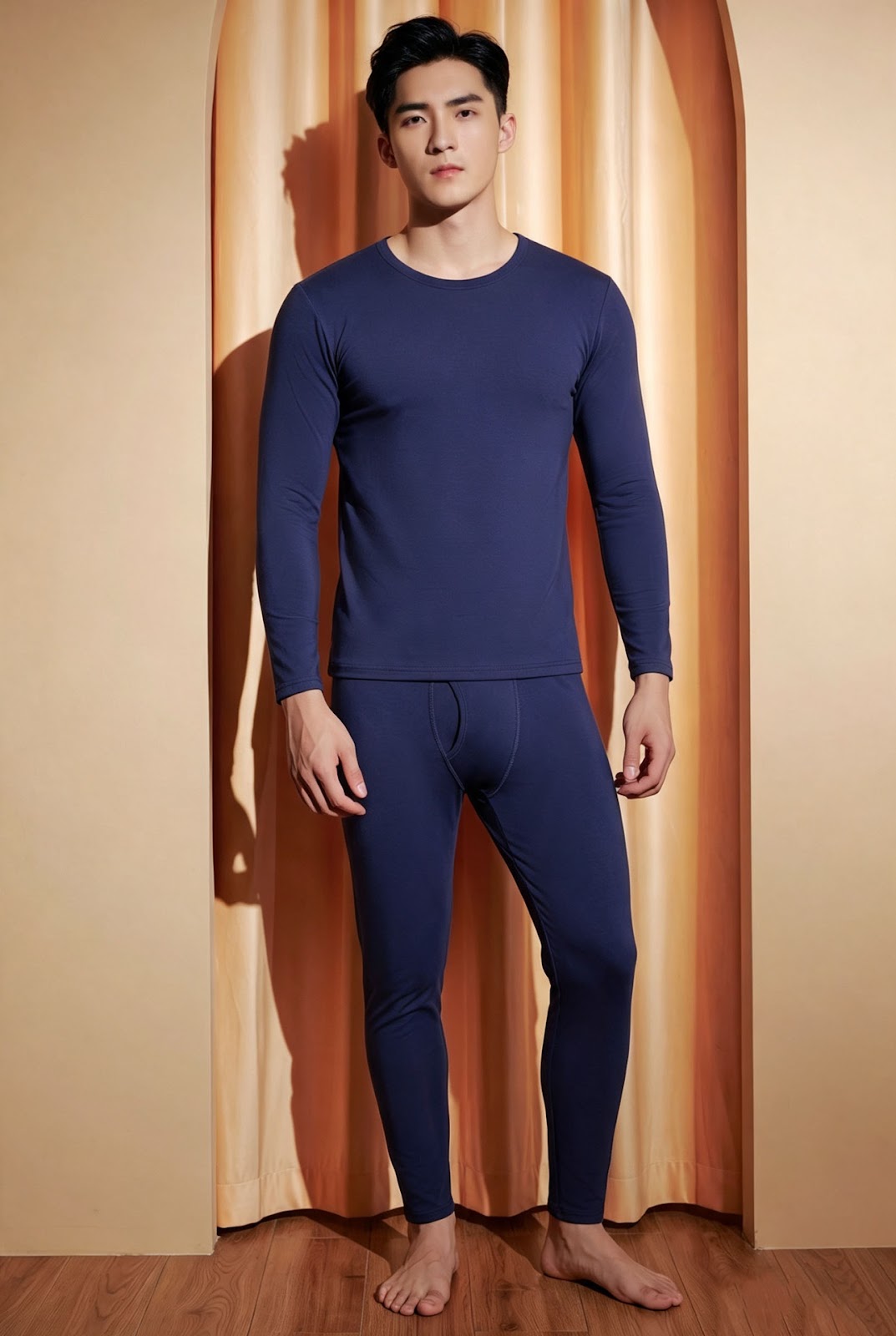 Thermal underwear set with standing collar