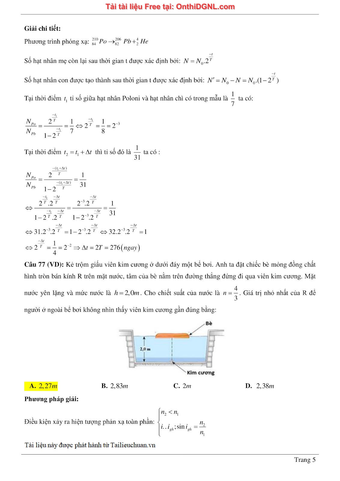 300 bài tập môn Vật Lý - Ôn thi ĐGNL ĐHQG TPHCM Phần 19