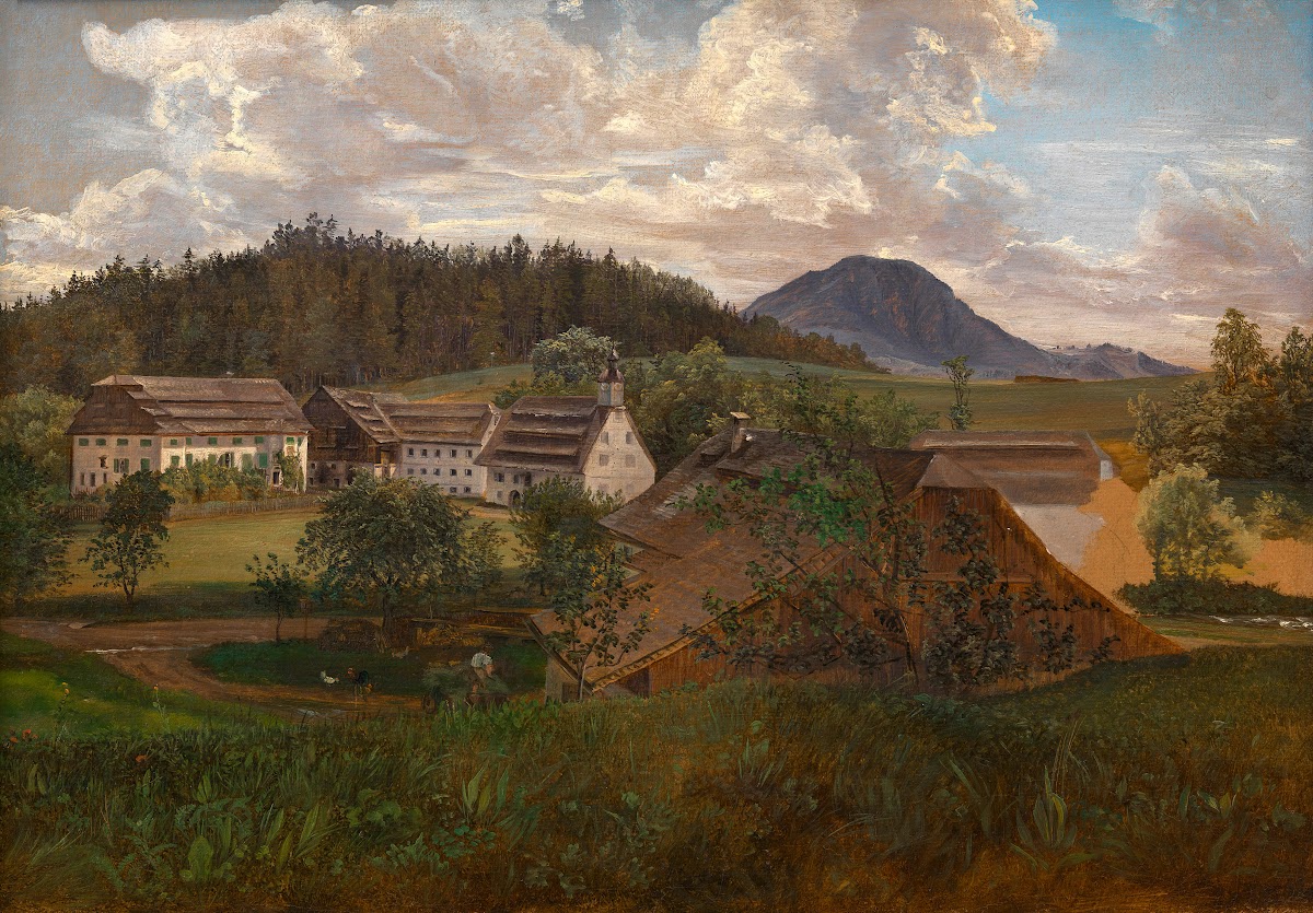 Salzburgische Landschaft mit Gutshof ca 1830