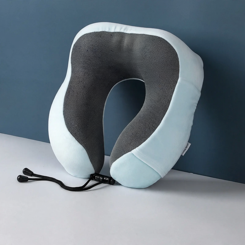 U-shaped memory foam neck pillow with storage