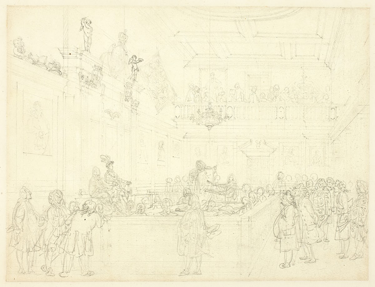 Study for Heralds College The Hall from Microcosm of London c 1808