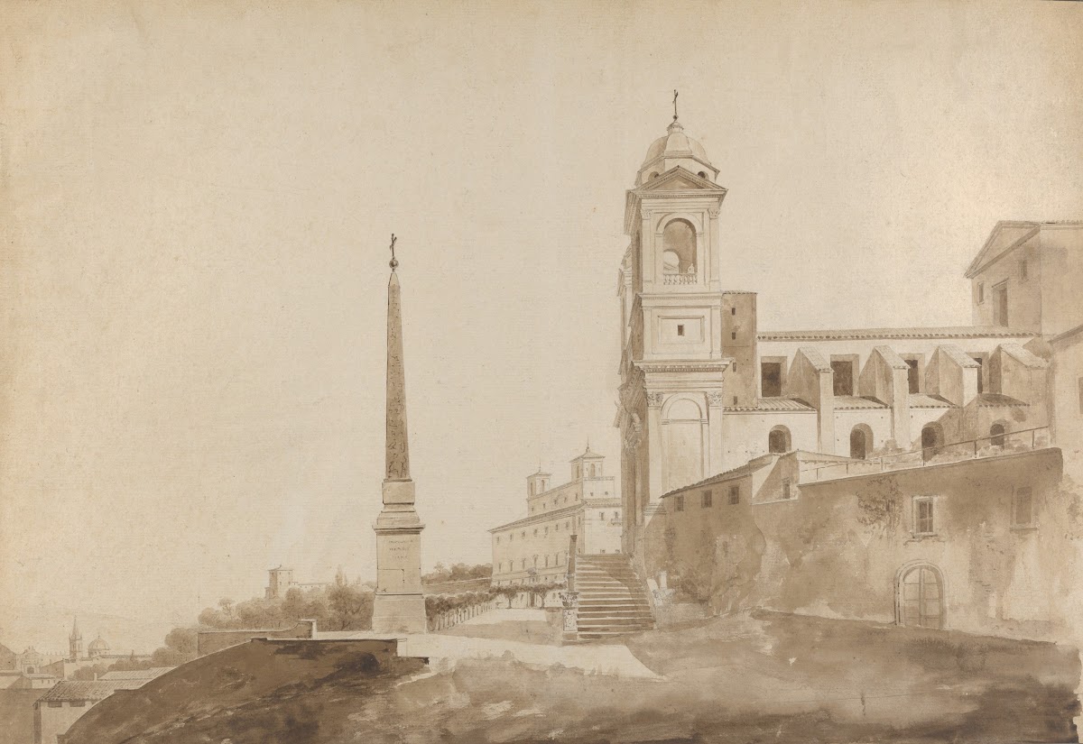 The Church of the Trinità dei Monti and the Villa Medici Rome ca 1808