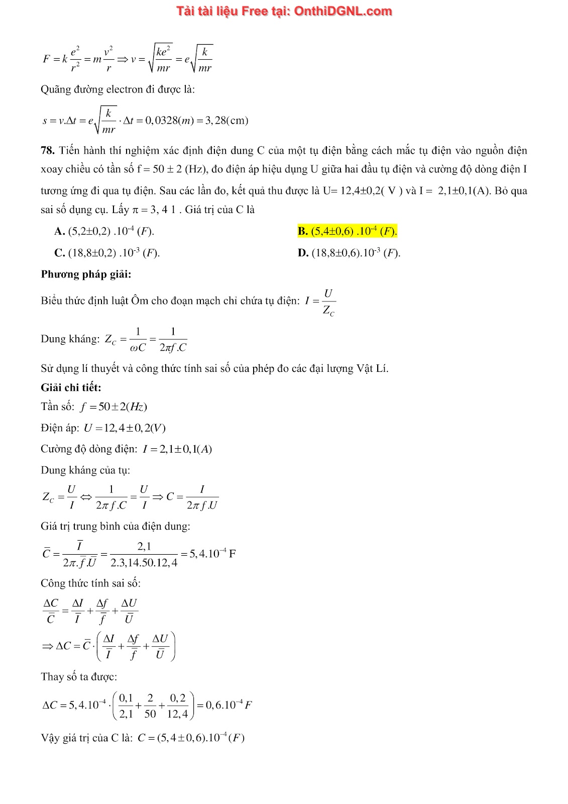 300 bài tập môn Vật Lý - Ôn thi ĐGNL ĐHQG TPHCM Phần 10