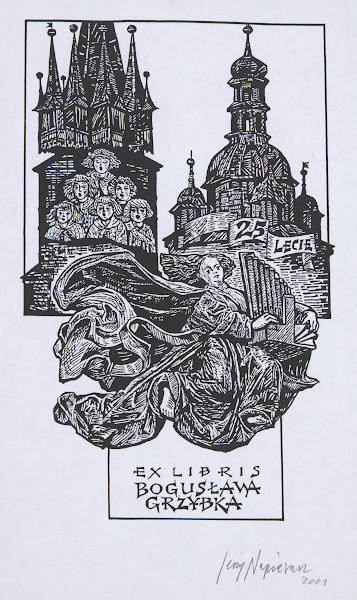 Ekslibris jubileuszowy Bogusława Grzybka 1938  2001