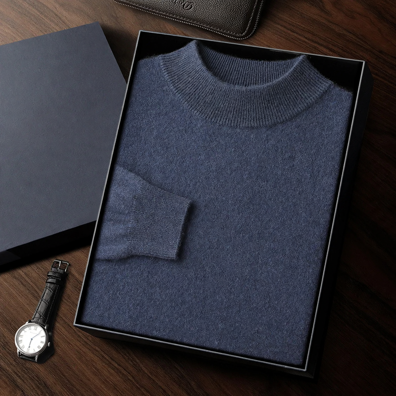 Simple Half-Collar Sweater for Men