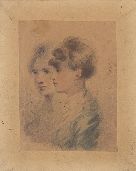 Bust portrait of two young ladies facing left 1809 1844