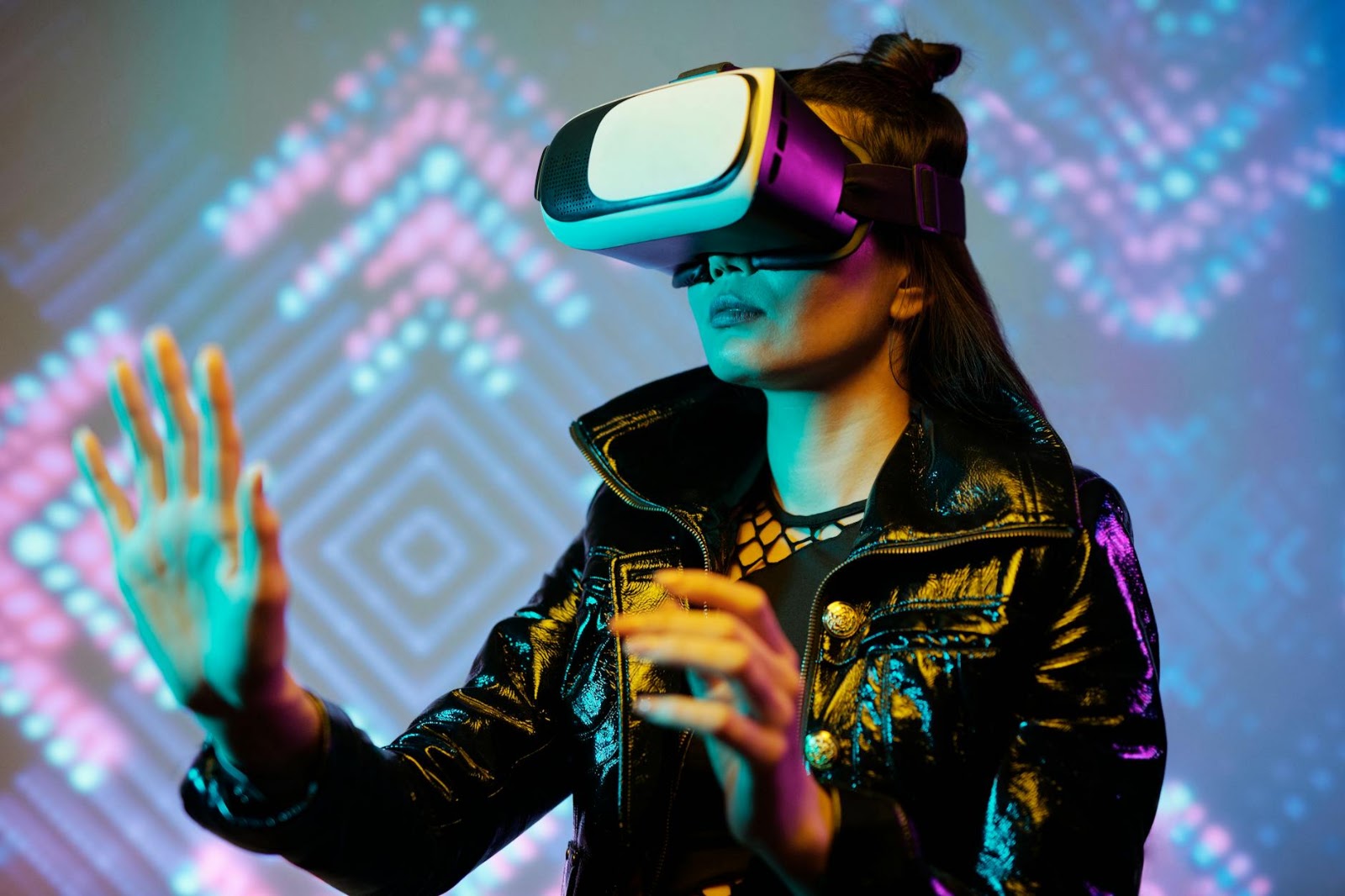 A person in a futuristic cafe interacting with a holographic AI companion, highlighting the radical shift in AI dating experiences.