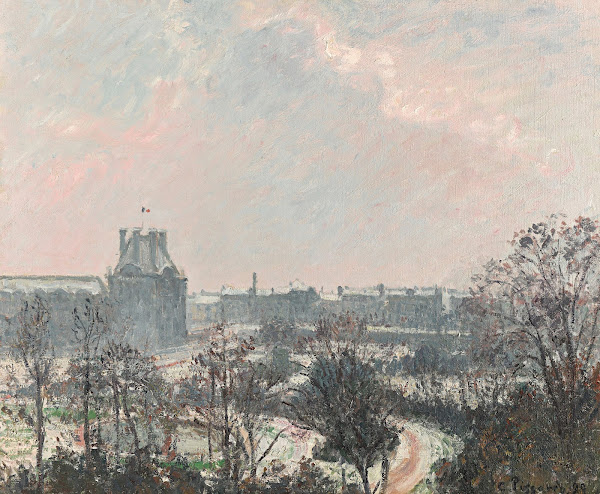 Le Jardin des Tuileries et le pavillon de Flore effet de neige 1899