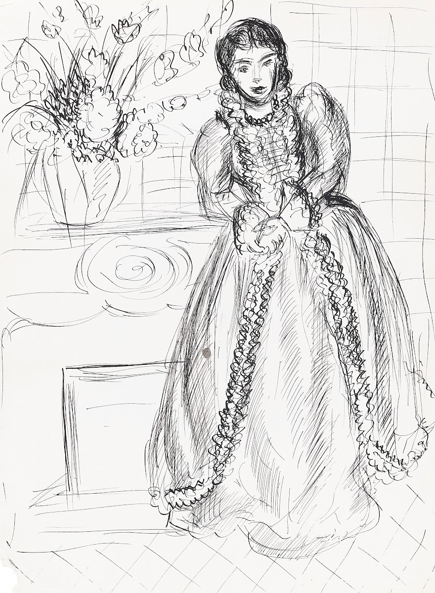 Femme en robe longue Lydia 1937