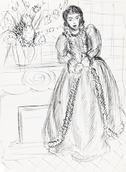 Femme en robe longue Lydia 1937