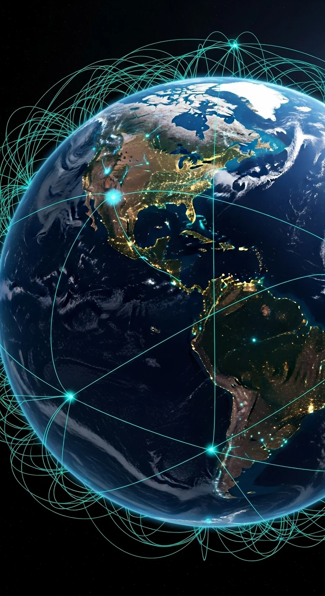 Global Communication Network Over the Americas at Night - Free 4K mobile Wallpaper