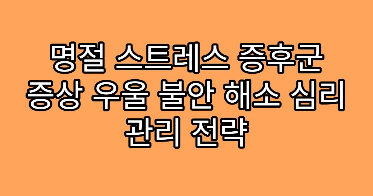 명절 스트레스 증후군 증상 우울 불안 해소 심리 관리 전략