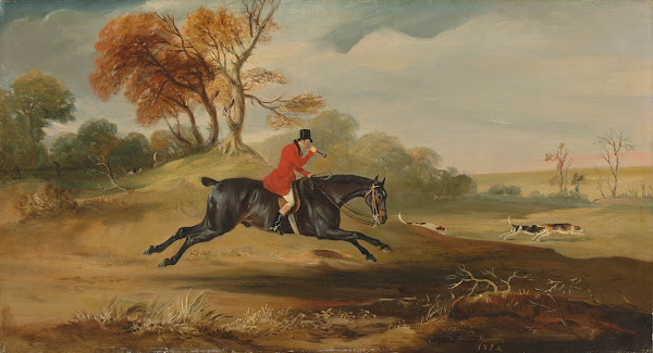 Anthony Adrian 7th Earl of Kintore on Tom of Lincoln hunting in an extensive lan