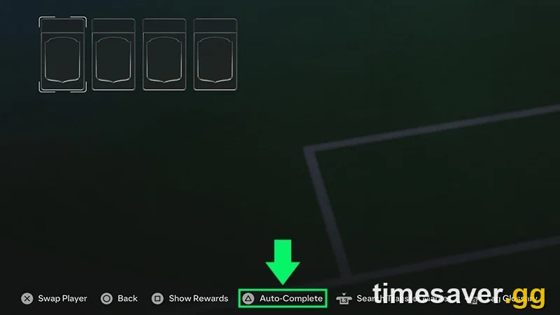 FC 27 Gallery Set screen with the Autocomplete button highlighted below four empty slots