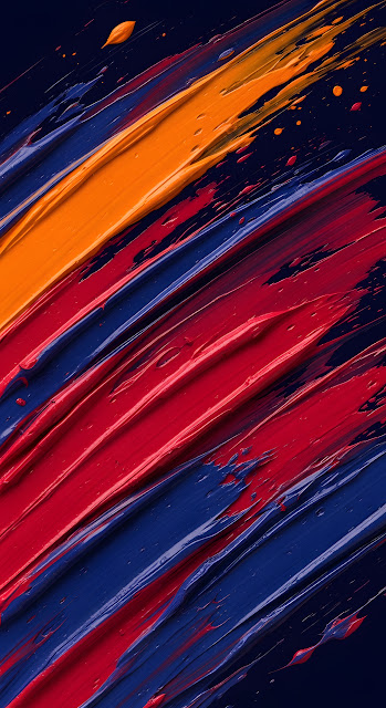 Abstract Paint Strokes Texture in Red Orange and Blue - Free mobile Wallpaper