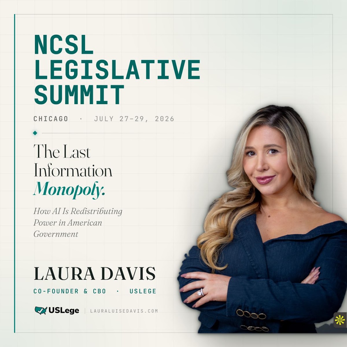 Laura Davis speaking at the NCSL Legislative Summit, Chicago, July 27 to 29
