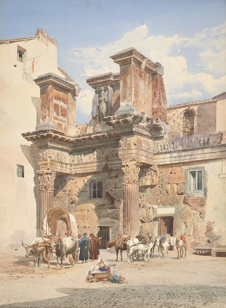 Le Colonnacce Rome Remains of the Inner Walls of the Forum of Nerva ca 1840