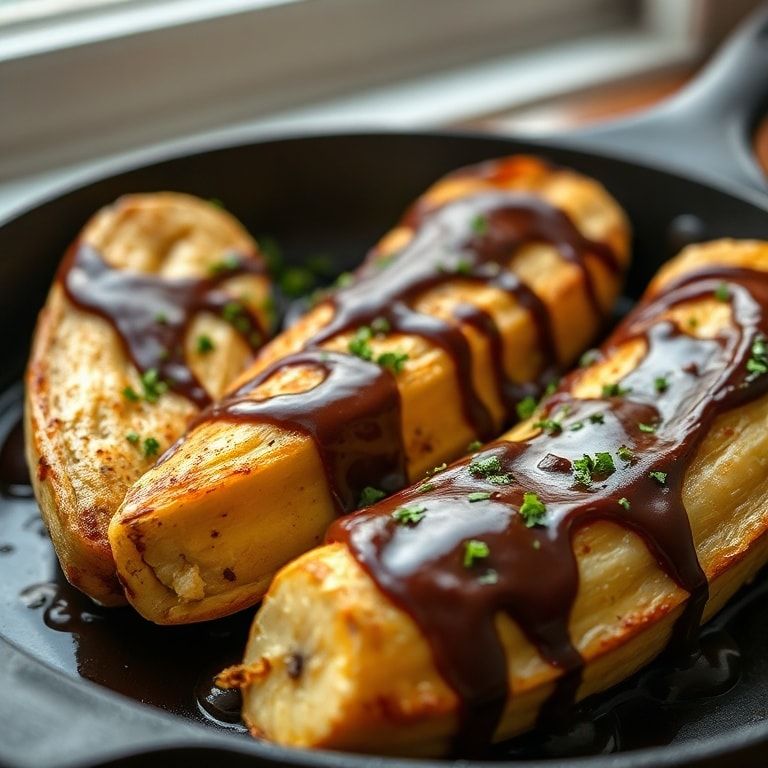 Easy Skillet Baked Banana Boats with Melted Chocolate – Quick & Delicious Treat finished